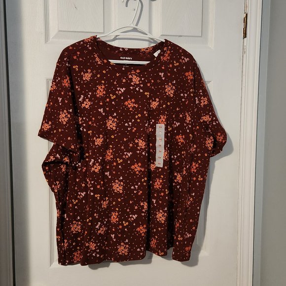 Old Navy T-shirt Red Flower Pattern Women's 3X - Picture 2 of 5